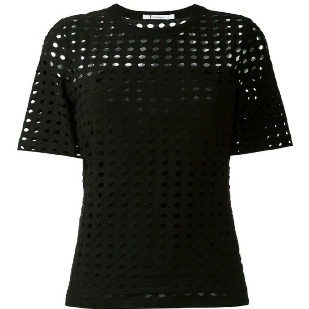T by Alexander Wang black cut-out Jersey Tee Shirt Size XS